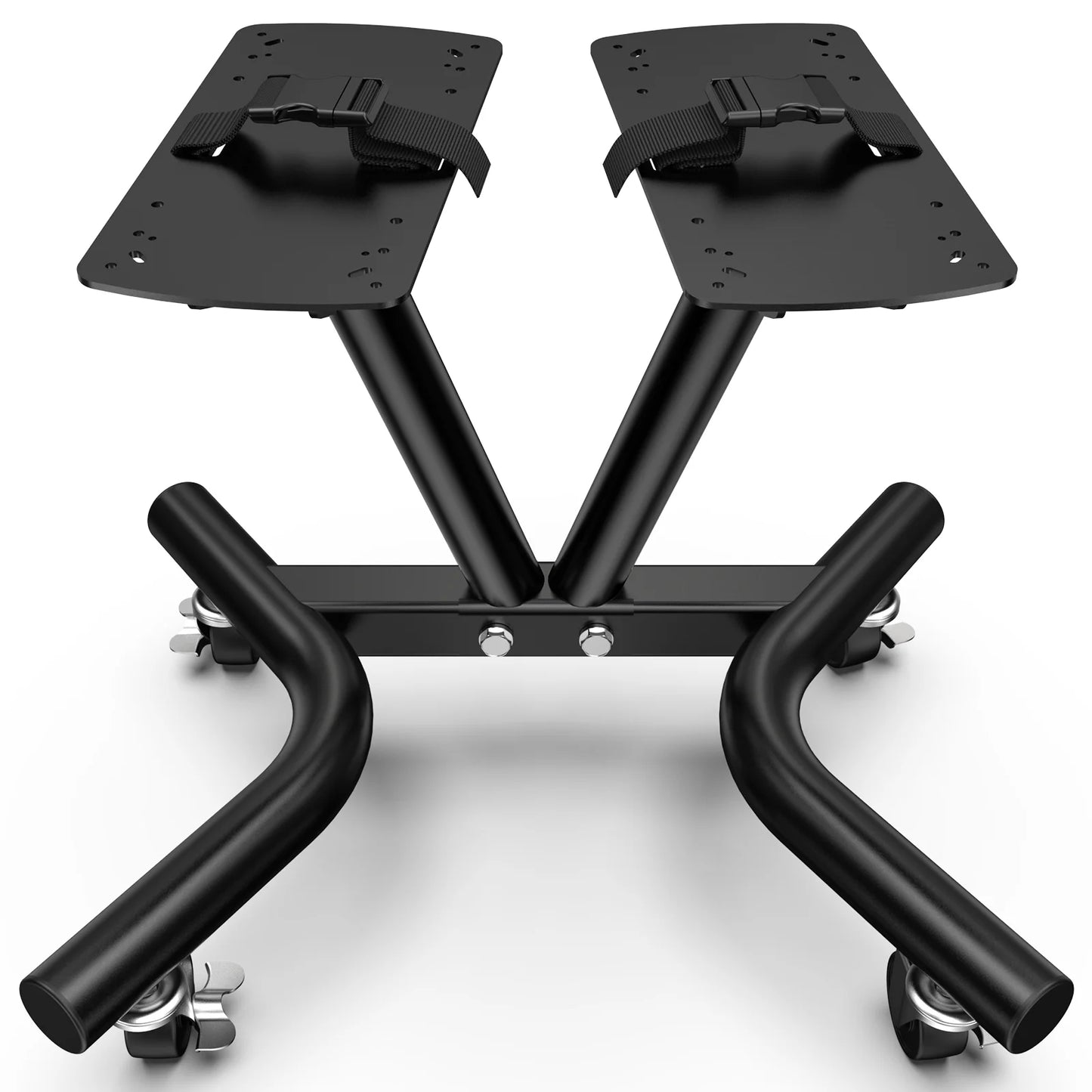 Dumbbell Rack Adjustable Dumbbell Stand with Lockable Wheels, Weight Rack with Safety Belt Dumbbell Storage Stand Holder for Home Gym