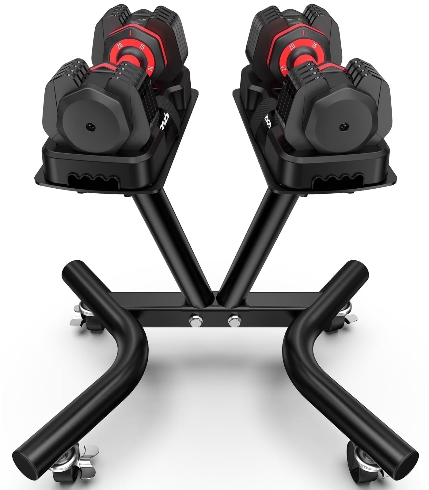 Dumbbell Rack Adjustable Dumbbell Stand with Lockable Wheels, Weight Rack with Safety Belt Dumbbell Storage Stand Holder for Home Gym
