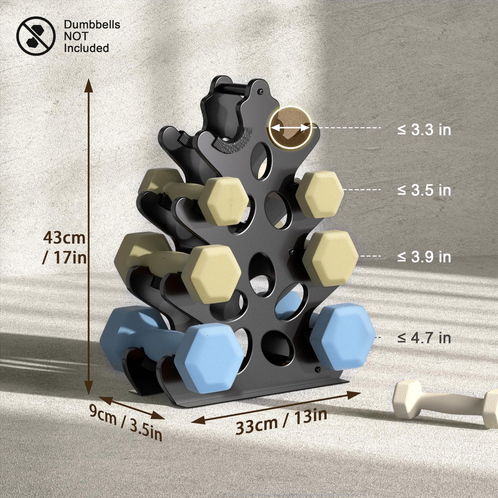 Dumbbell Rack 4-Tier Weight Stand Home Gym Dumbbell Storage Weight Tree Holde...