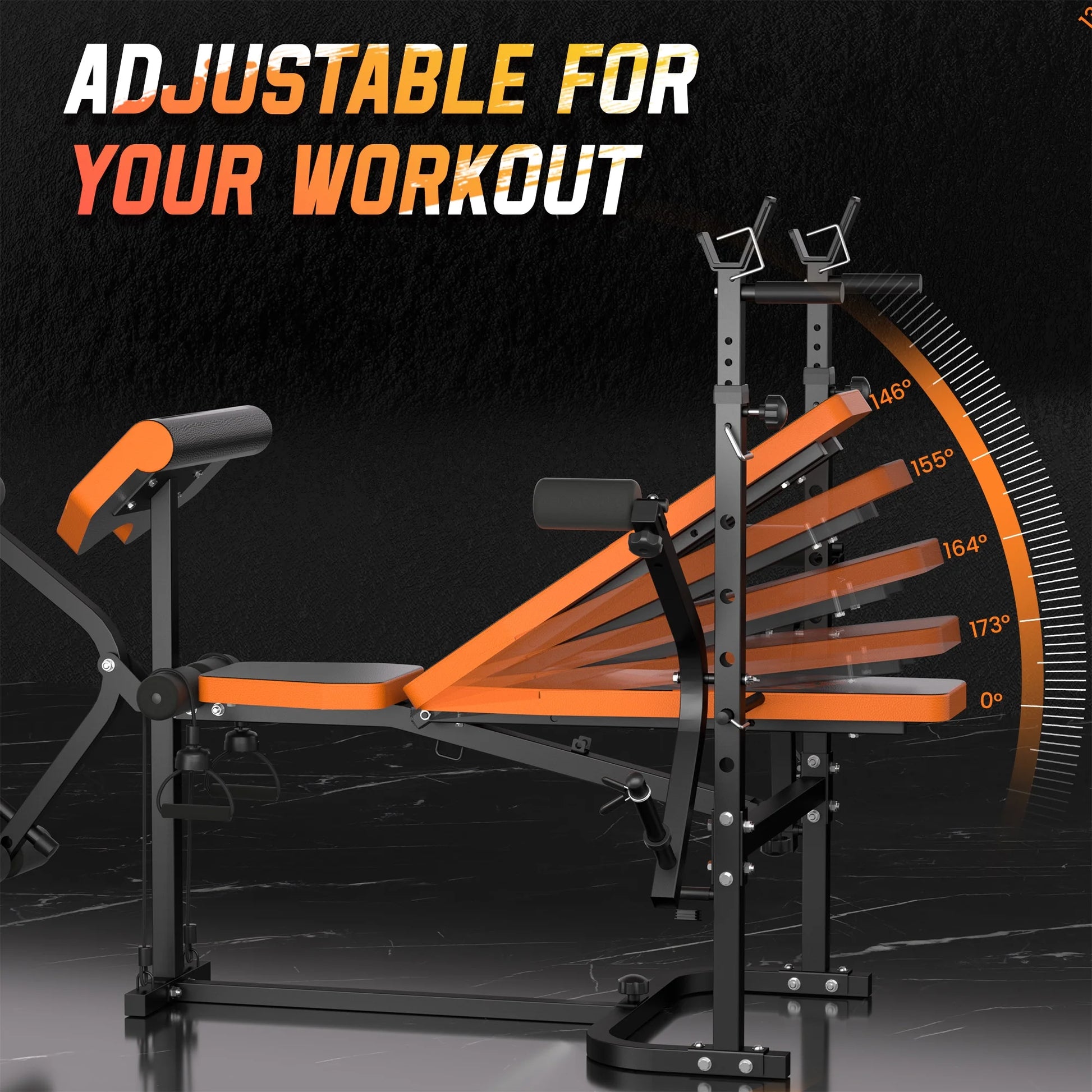 Weight Bench,Multi-Function Strength Training Bench Press Exercise Equipment, 6 in 1 Adjustable Weight Bench with Leg Extension,For Home Gym 600LBS