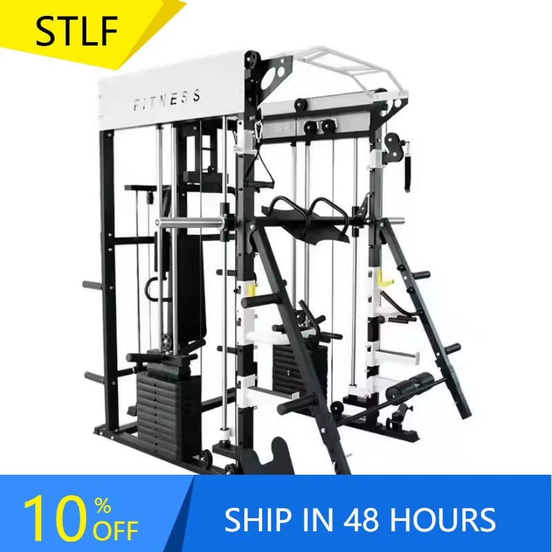 Ytyincommercial Use Gym Multi Function Smith Machine Power Rack Cable Crossover Trainer Stainless Steel Chest Back Triceps