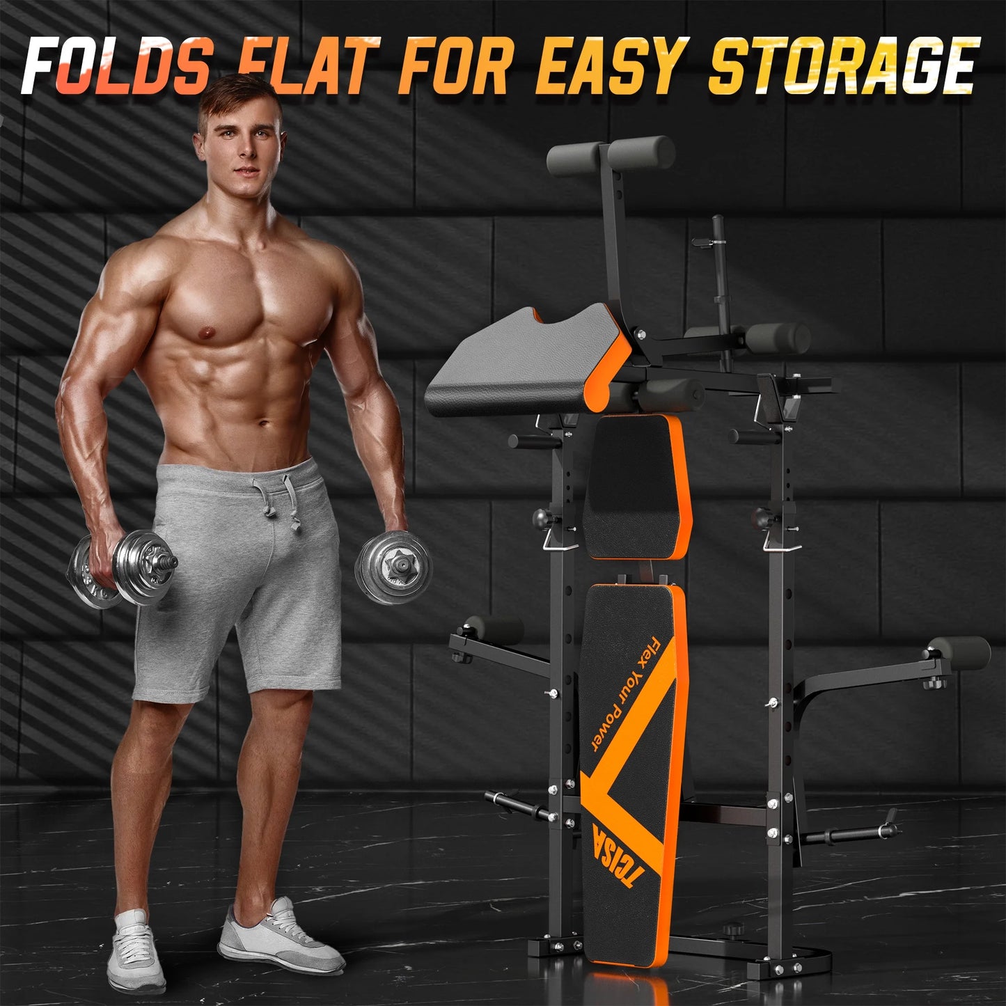 Weight Bench,Multi-Function Strength Training Bench Press Exercise Equipment, 6 in 1 Adjustable Weight Bench with Leg Extension,For Home Gym 600LBS