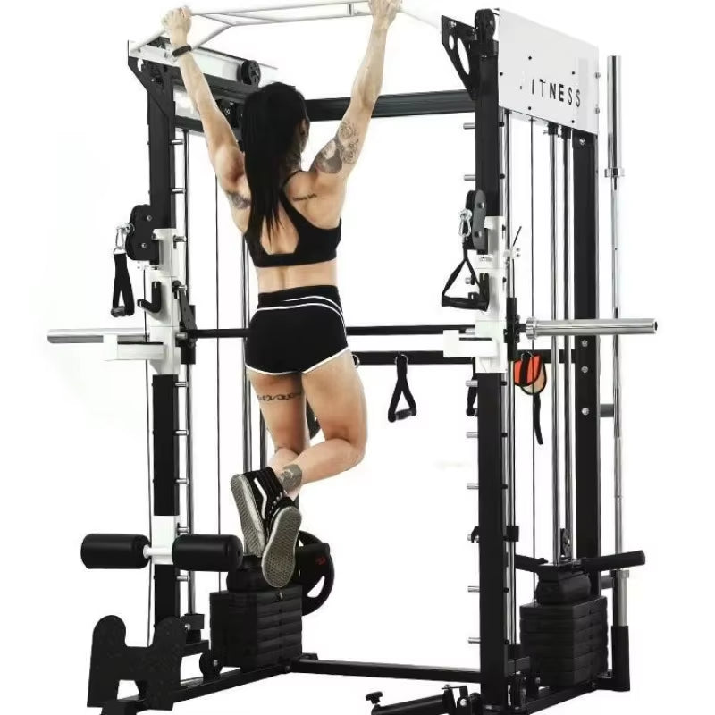 Ytyincommercial Use Gym Multi Function Smith Machine Power Rack Cable Crossover Trainer Stainless Steel Chest Back Triceps