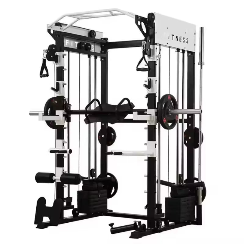 Ytyincommercial Use Gym Multi Function Smith Machine Power Rack Cable Crossover Trainer Stainless Steel Chest Back Triceps