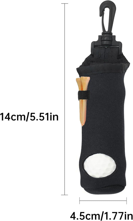 Golf Tee Holder Neoprene Golf Ball Carry Bag with Clip for Keychain, for 3 Balls and 3 Tees (5 Pieces)